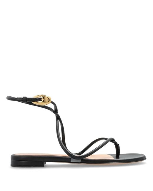 Gianvito Rossi Black Strap-Details Flat Sandals