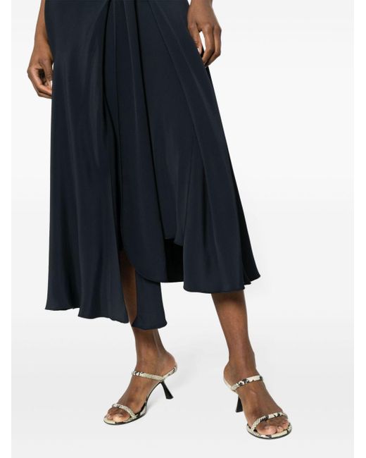 Victoria Beckham Blue Asymmetric Crepe Midi Skirt