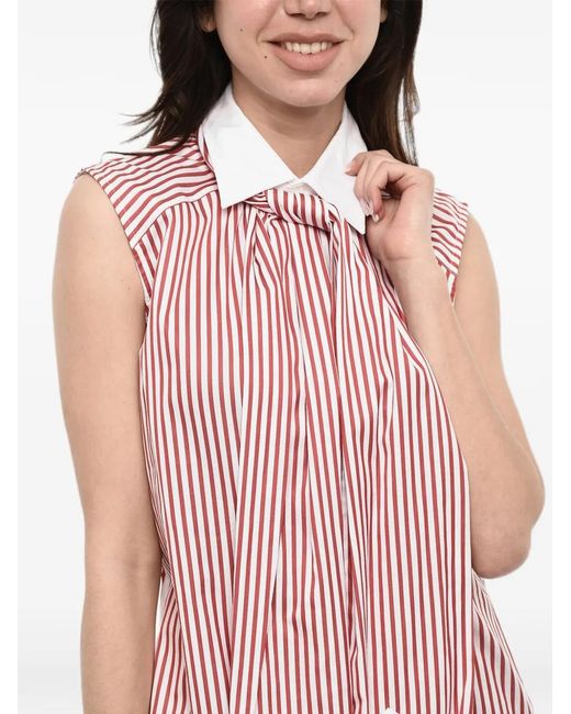 DSquared² Pink Striped-Pattern Tie-Collar Mini Dress