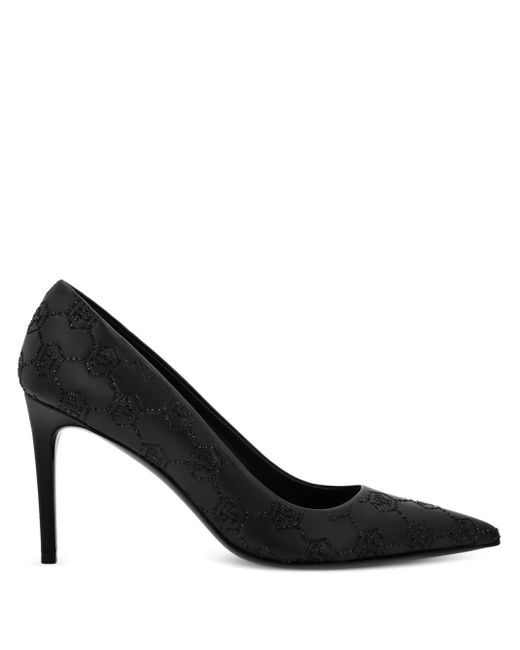 Philipp Plein Black 85Mm Monogram-Pattern Pumps