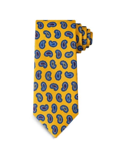 Bona Furtuna Yellow Paisley-Print Tie for men