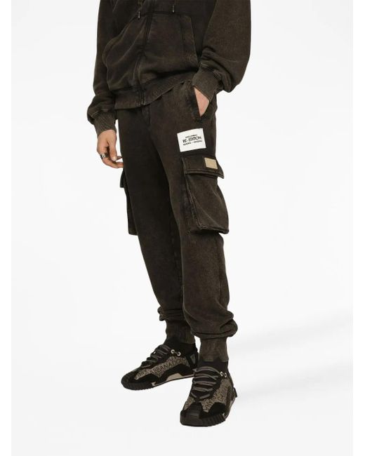 Dolce & Gabbana Black Logo Cotton Trousers for men