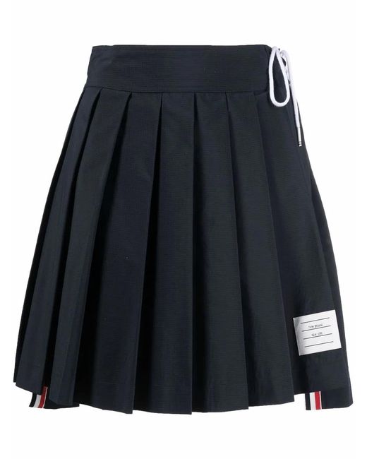 Thom Browne Blue Pleated Drop-Hem Mini Skirt