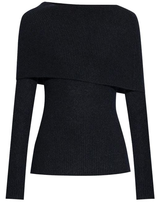 Fabiana Filippi Blue Off-Shoulder Ribbed Sweater