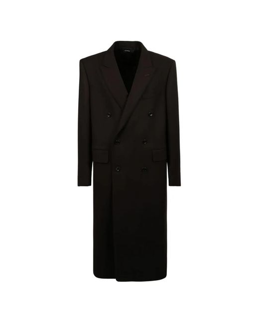 Tom Ford Black Double-Breasted Cashmere Coat for men