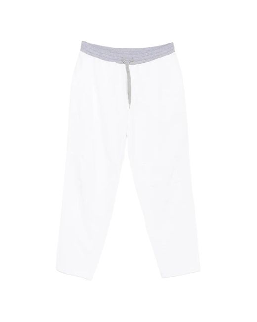Brunello Cucinelli White French Terry Trousers for men