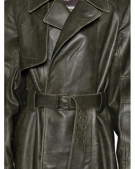 LỰU ĐẠN Green Belted Trench Coat for men