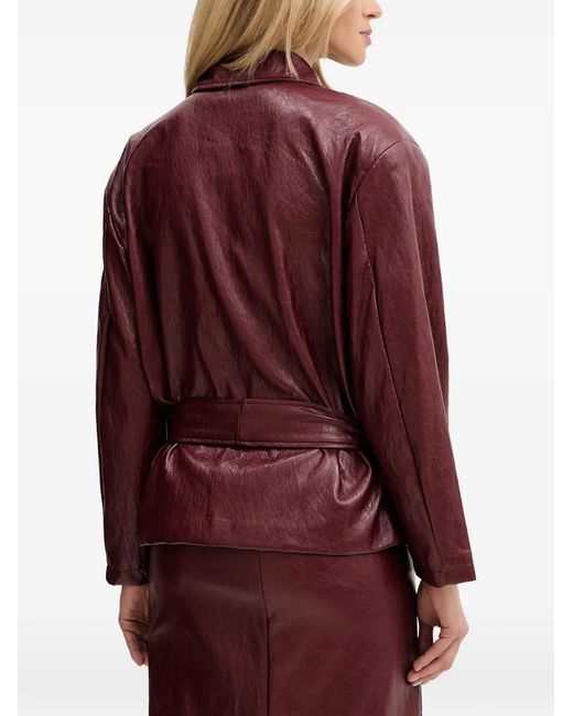 Haveone Red Belted Zip-Up Jacket