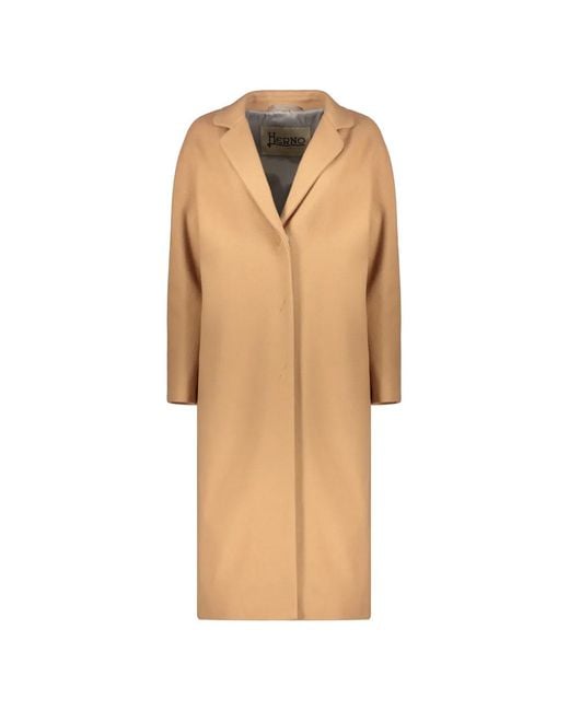 Herno Natural Notched-Collar Single-Breasted Coat