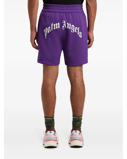 Palm Angels Trainingsshorts Met Logo in het Purple voor heren