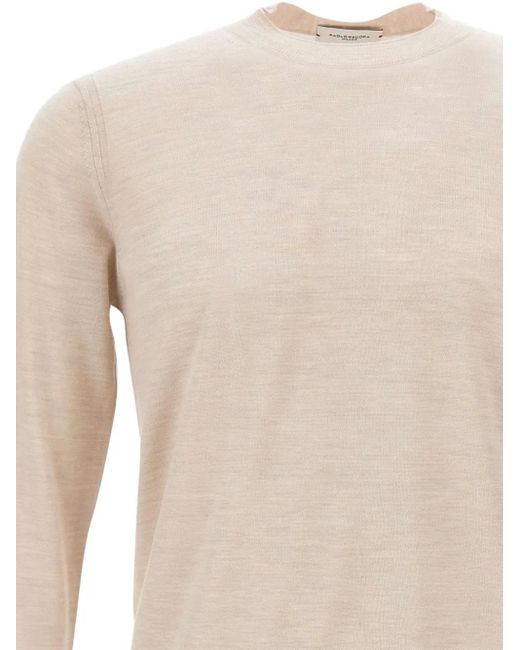 Paolo Pecora Trui Met Geribbelde Manchetten En Ronde Hals in het White voor heren