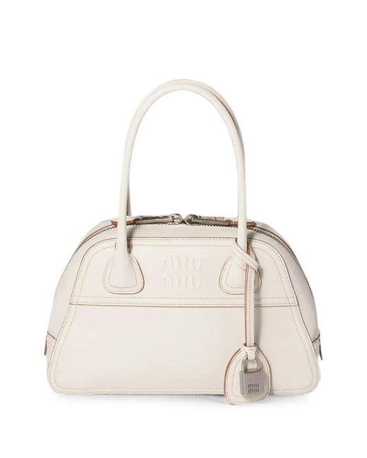 Miu Miu White Small Viviant Tote Bag