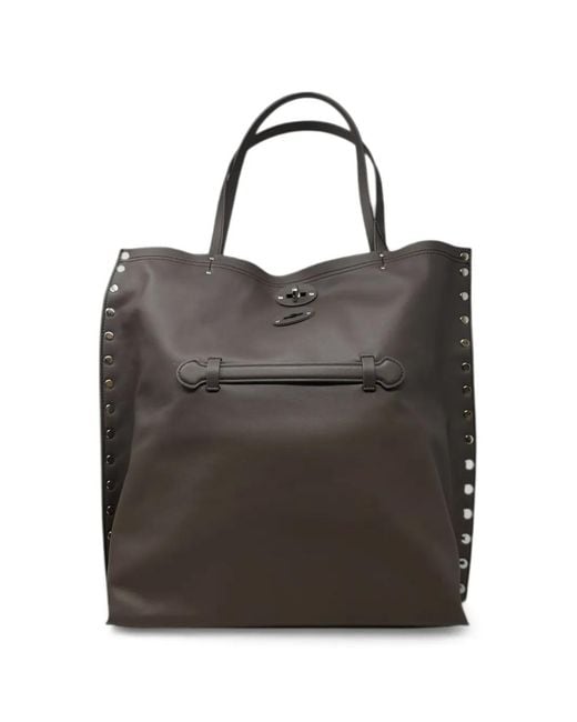 Zanellato Black Medium A'Spasso Studded Shoulder Bag