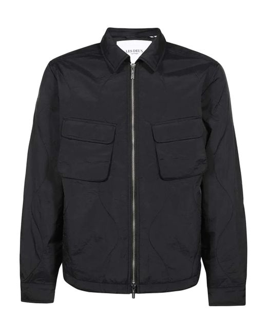 メンズ Les Deux パッチポケット シャツジャケット Black