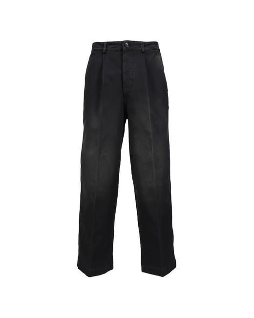 Marni Black Pleated Faded-Effect Trousers for men