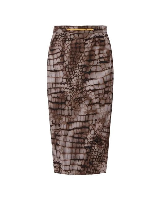 Elisabetta Franchi Brown Cacao Viscose Skirt