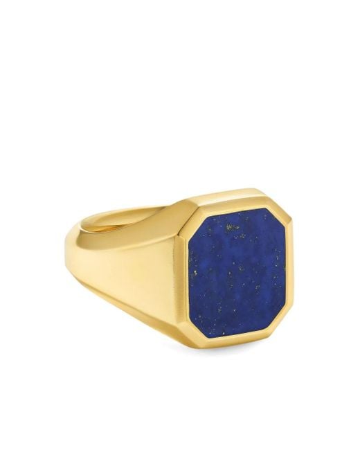 David Yurman Blue 18K Streamline Signet Lapis Lazuli Ring for men