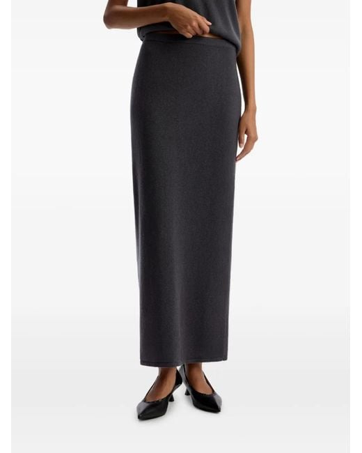 12 STOREEZ Gray Rear-Slit Wool-Cashmere Skirt