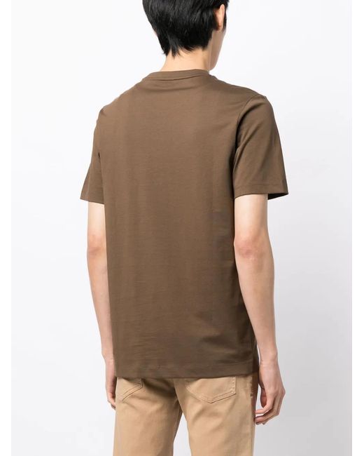 Boss Brown Logo-Print Crew-Neck T-Shirt for men