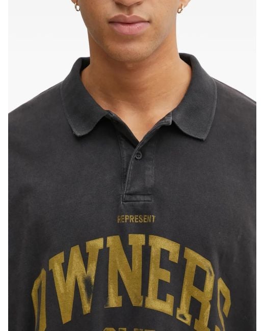 Represent Black Owlettering Polo Shirt for men
