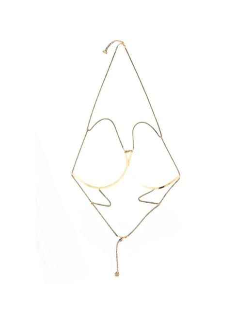 Elisabetta Franchi White Curved-Plate Chain Body Jewellery