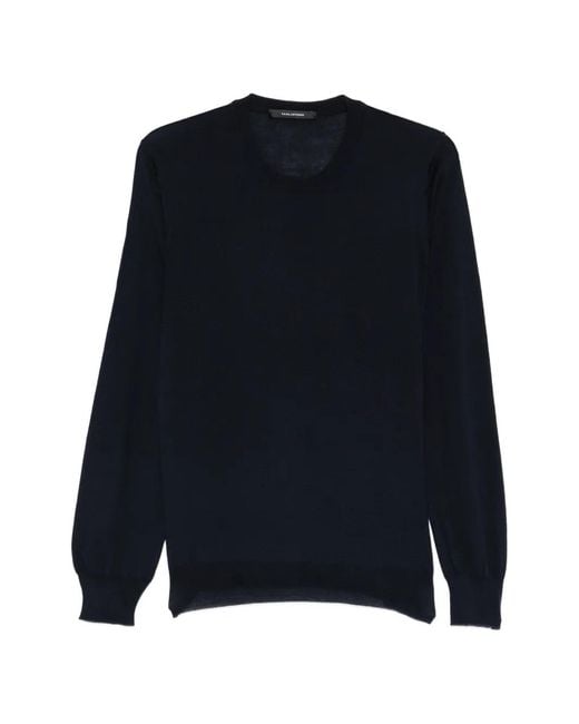 Tagliatore Blue Crew Neck Knitted Top for men