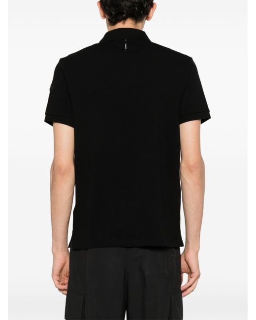 Moncler Black Rubberised-logo Polo Shirt for men