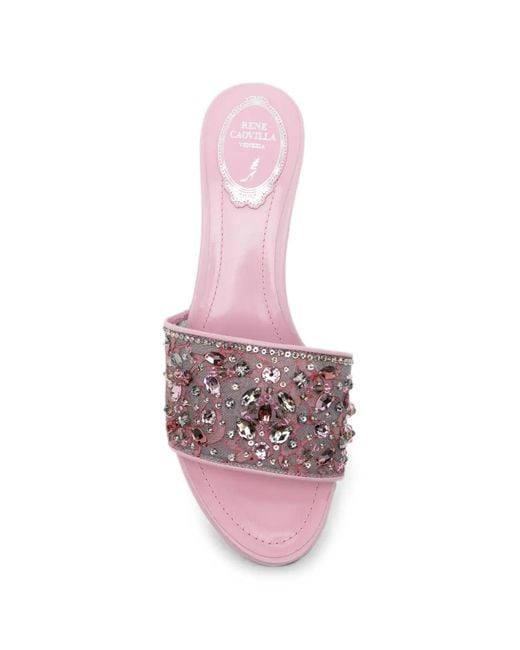 Rene Caovilla Pink 100Mm Christy Crystal-Embellished Sandals