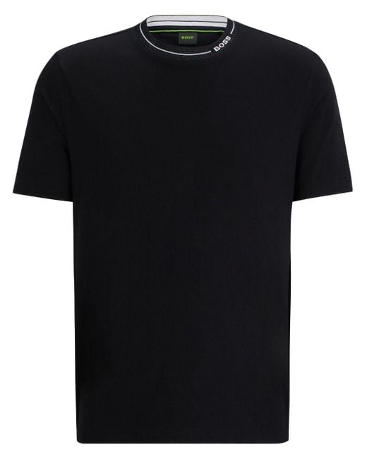 Boss Black Logo-collar Cotton-jersey T-shirt for men