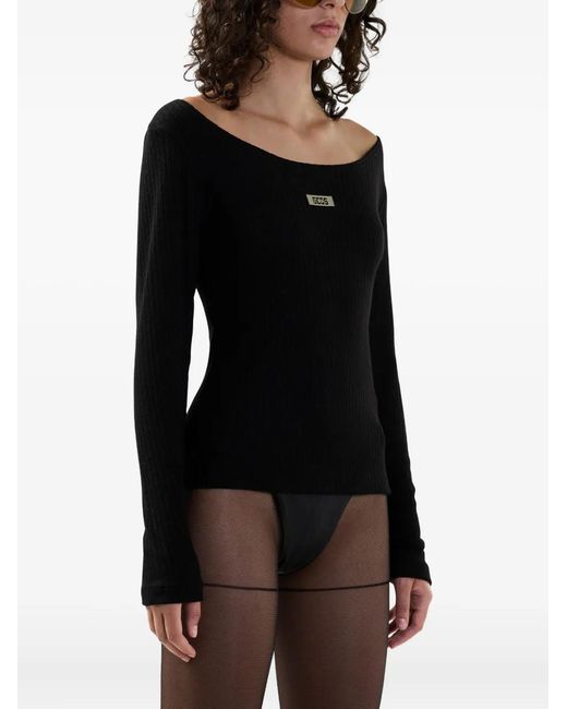 Gcds Black Logo-Patch Long-Sleeve T-Shirt