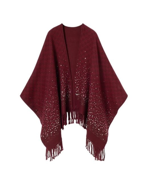 Gucci Red Gg Crystal-Embellished Cape