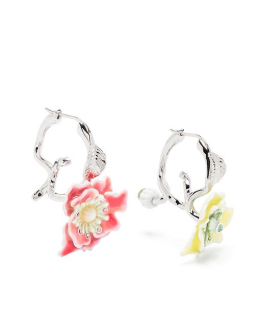 Acne Metallic Flower Hoop Earrings