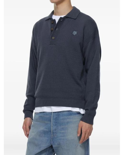 Maison Kitsuné Blue Fox Head Polo Sweater for men