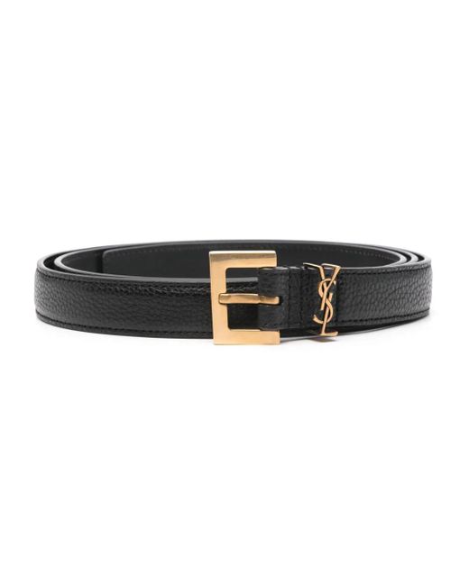 Saint Laurent Black Monogram Square Buckle Belt for men