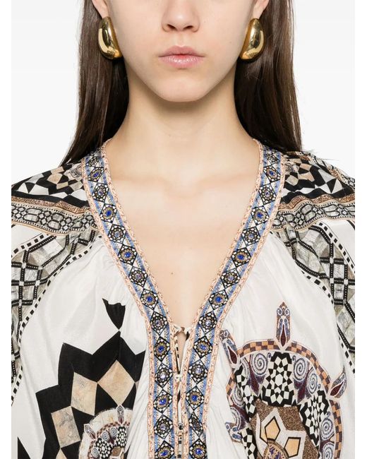Camilla White Tile Style Blouse