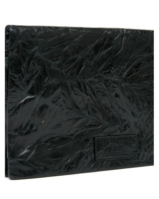 MM6 by Maison Margiela Black Single-Stitch Logo Clutch Bag