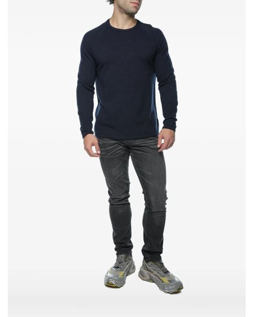 Drykorn Blue Raglan-Sleeve Knitted Sweatshirt for men