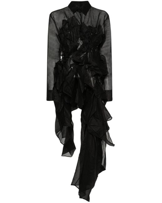 Yohji Yamamoto Asymmetric Ruffled Dress Black