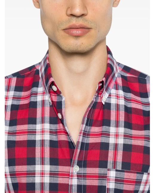 Comme des Garçons Red Plaid Rose Shirt With Box-Pleat Detail for men