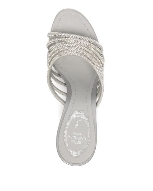 Rene Caovilla White Full-Trim Wedge Sandals