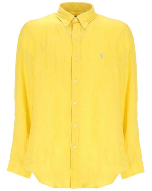Polo Ralph Lauren Yellow Polo Pony Linen Shirt for men