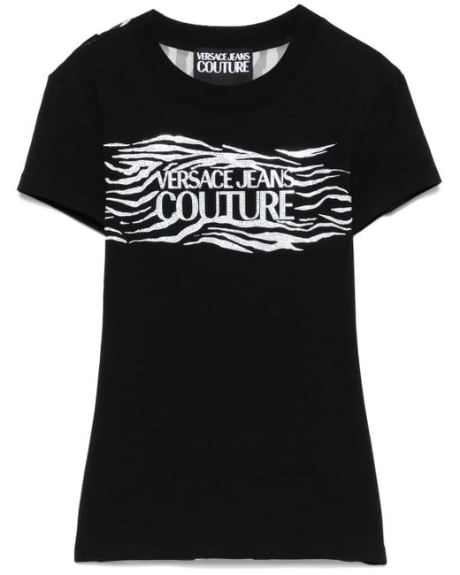 Versace Jeans Couture Black Crystal Zebra T-Shirt