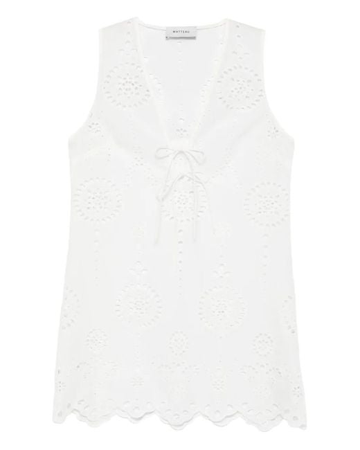 Matteau White Broderie Anglaise Mini Dress
