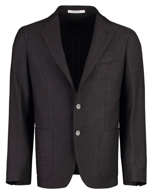 Tagliatore Black Peak-Lapels Single-Breasted Blazer for men