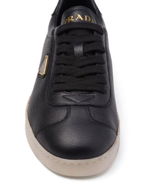 Prada Black Triangle-logo Leather Sneakers for men