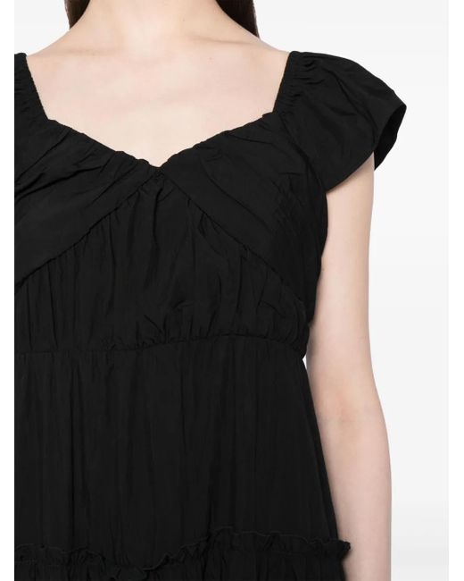 B+ AB Black Pleated Tiered Midi Dress