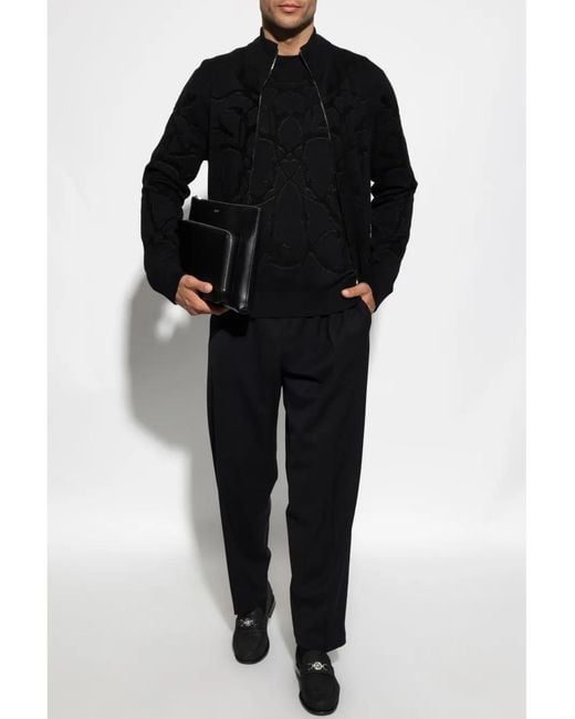 Versace Black Zip-Up Cardigan for men