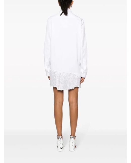 J.W. Anderson White Crystal-Embellished Cotton Shirtdress