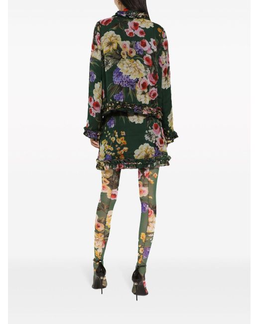 Dolce & Gabbana Green Minirock mit Blumen-Print