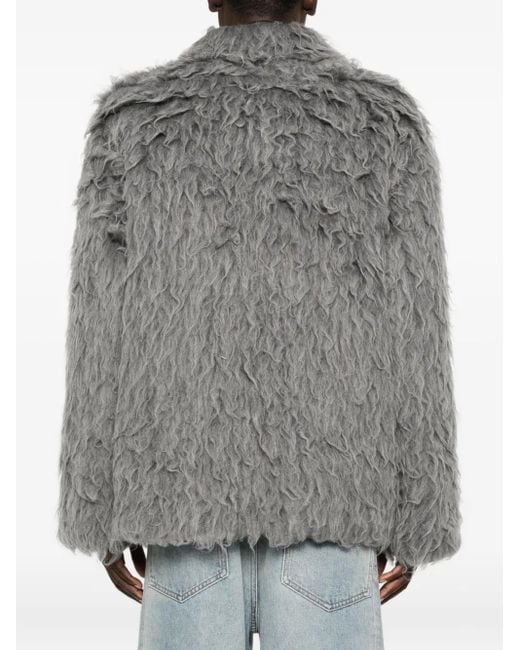 DIESEL Gray Textured Faux-Fur Casual Jacket for men